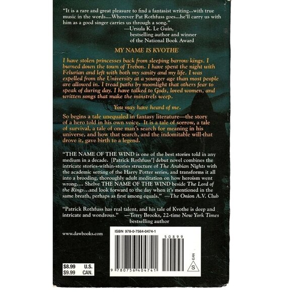 The Name Of The Wind By Patrick Rothfuss Paperback - Picture 2 of 2